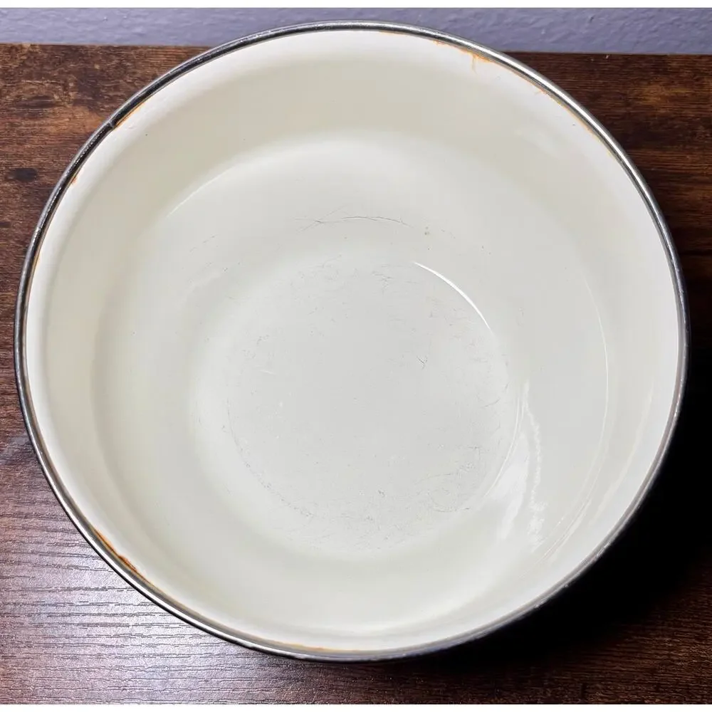 Vintage Metro Vitroceramic Metal Enamel Mixing Bowl Fruit & Floral Pattern 6.5”